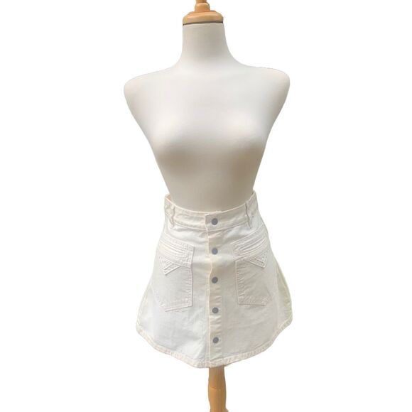 Urban Outfitters Dresses & Skirts - Urban Outfitters Mini Skirt Sz XS White Denim Snap Closure Y2K Casual Twee